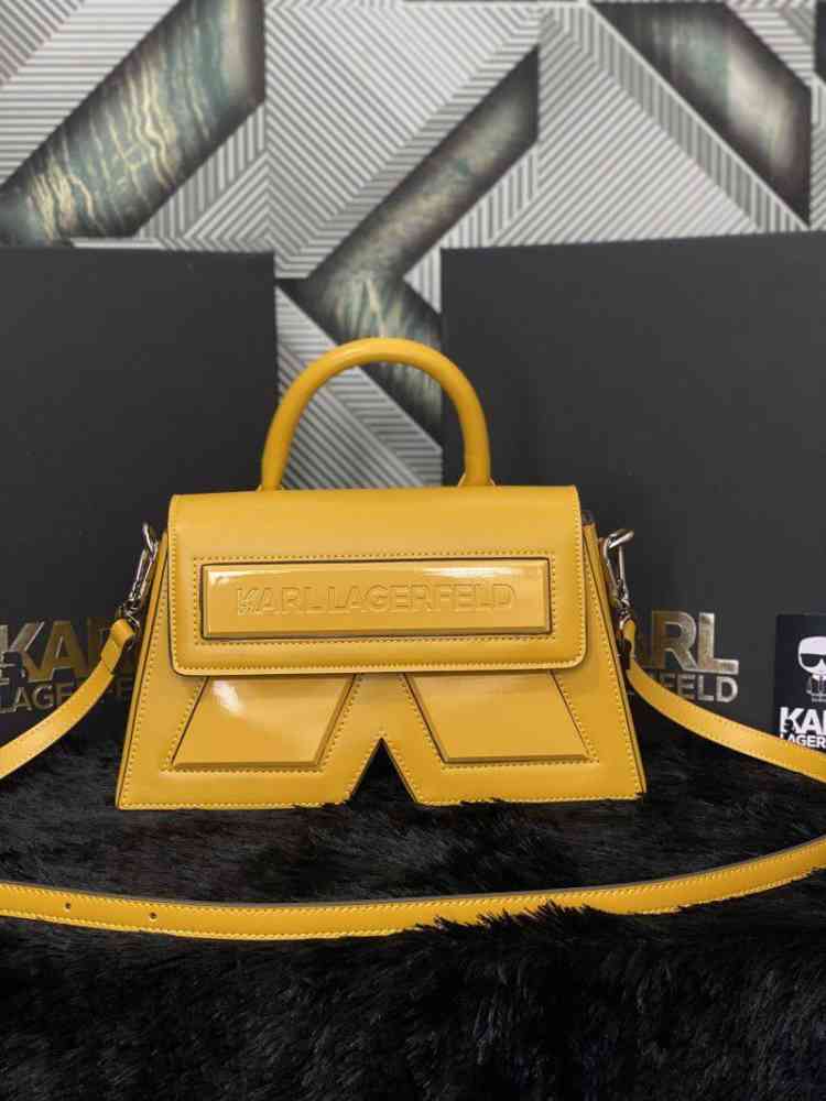 Yellow Karl Lagerfeld Leather Printed Karl For Women Handbag