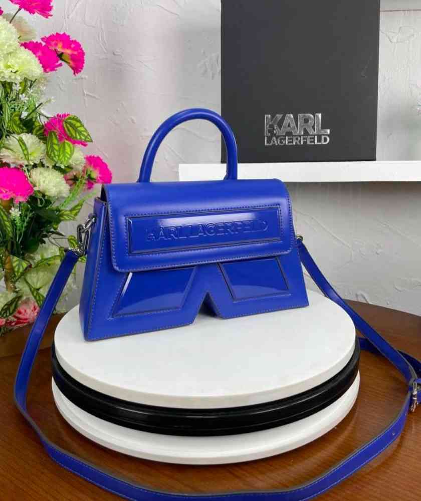 blue Karl Lagerfeld Leather Printed Karl For Women Handbag