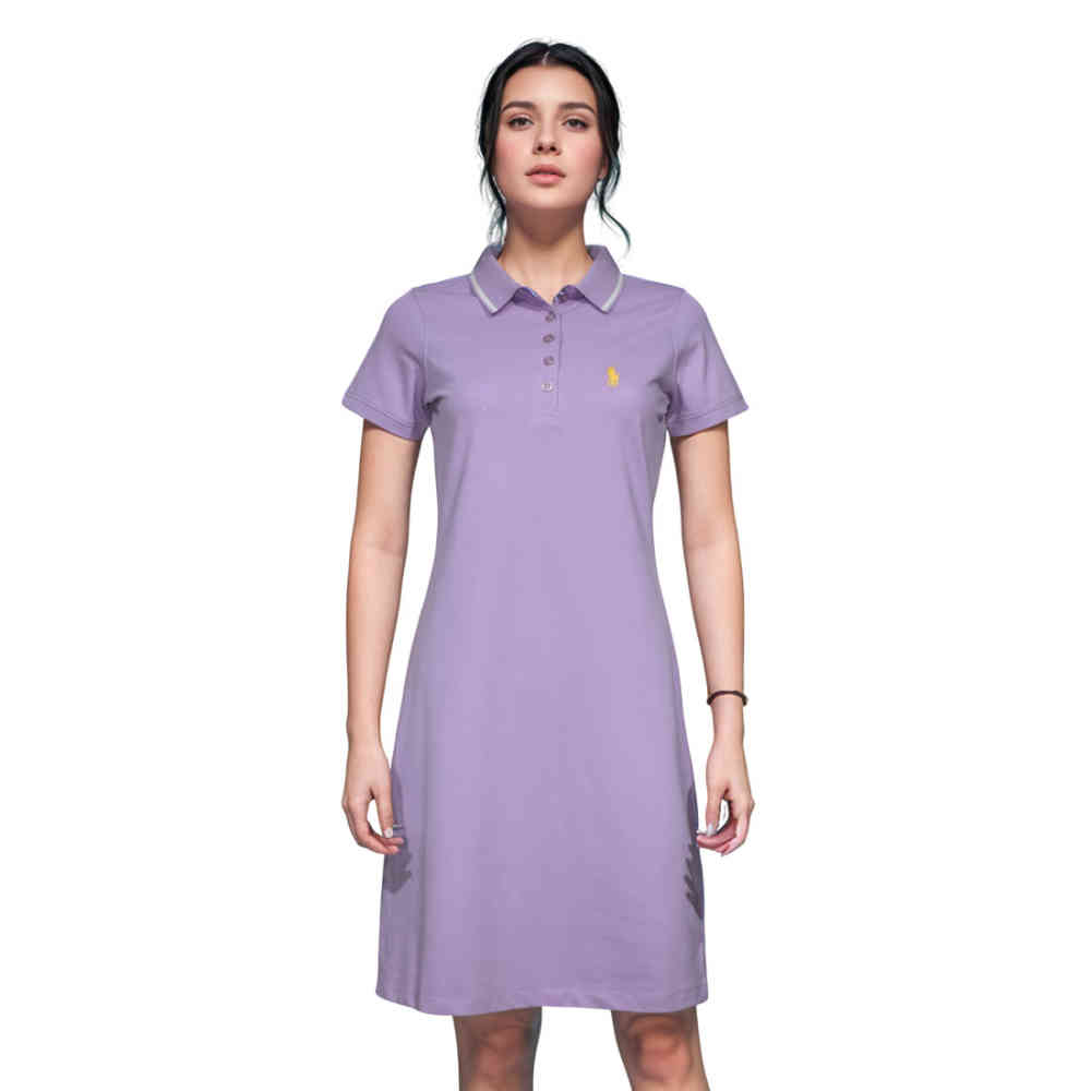 Ralph Lauren Embroidery Logo Purple Premium Dress-1