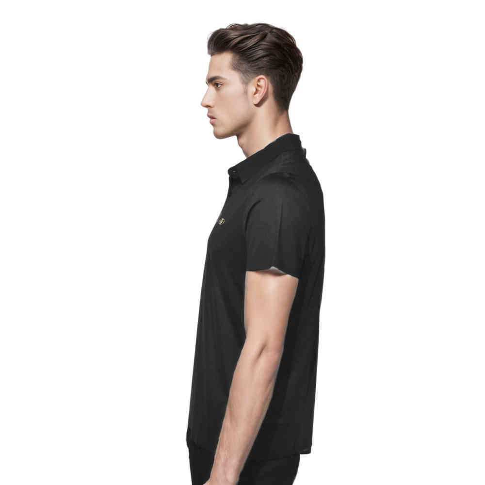 Ferragamo Black Embossed Logo Premium Polo T-shirt-thumb-2