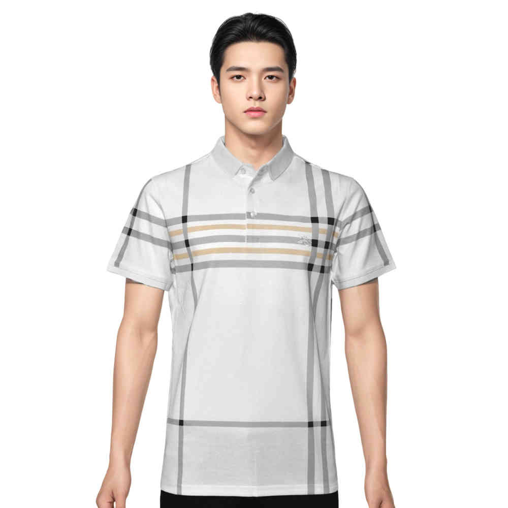 White Burberry Grey Premium Quality T Shirt