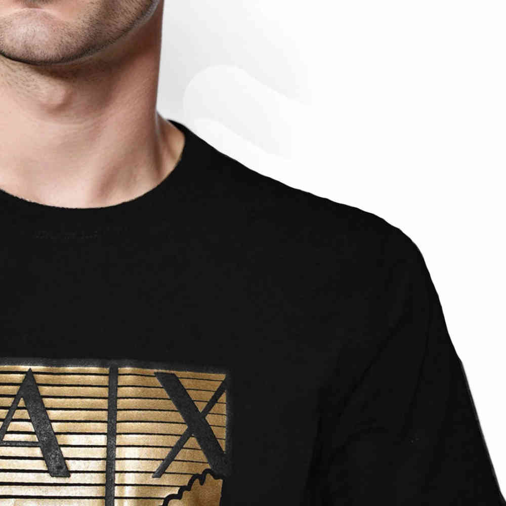Armani Exchange Black Mercerized Cotton Metal Print T-shirt-4