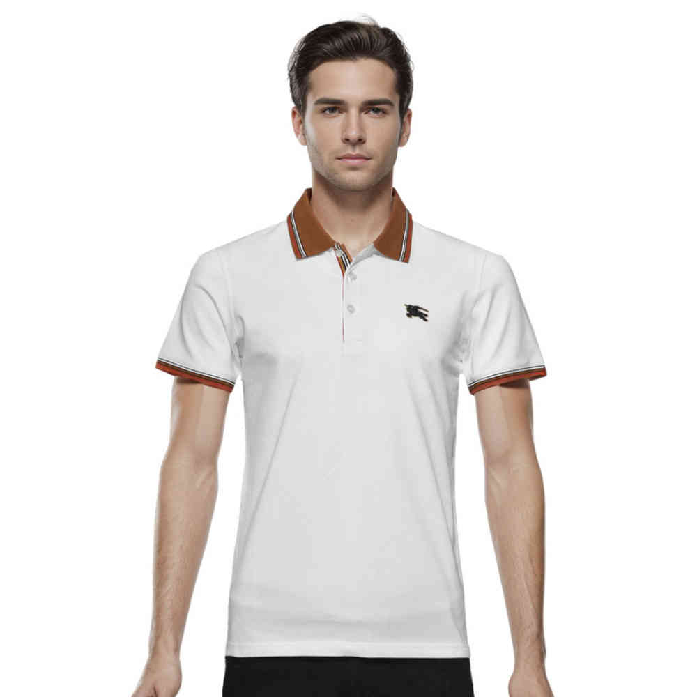 Burberry Embossed Logo White Premium Quality T-shirt-thumb-0
