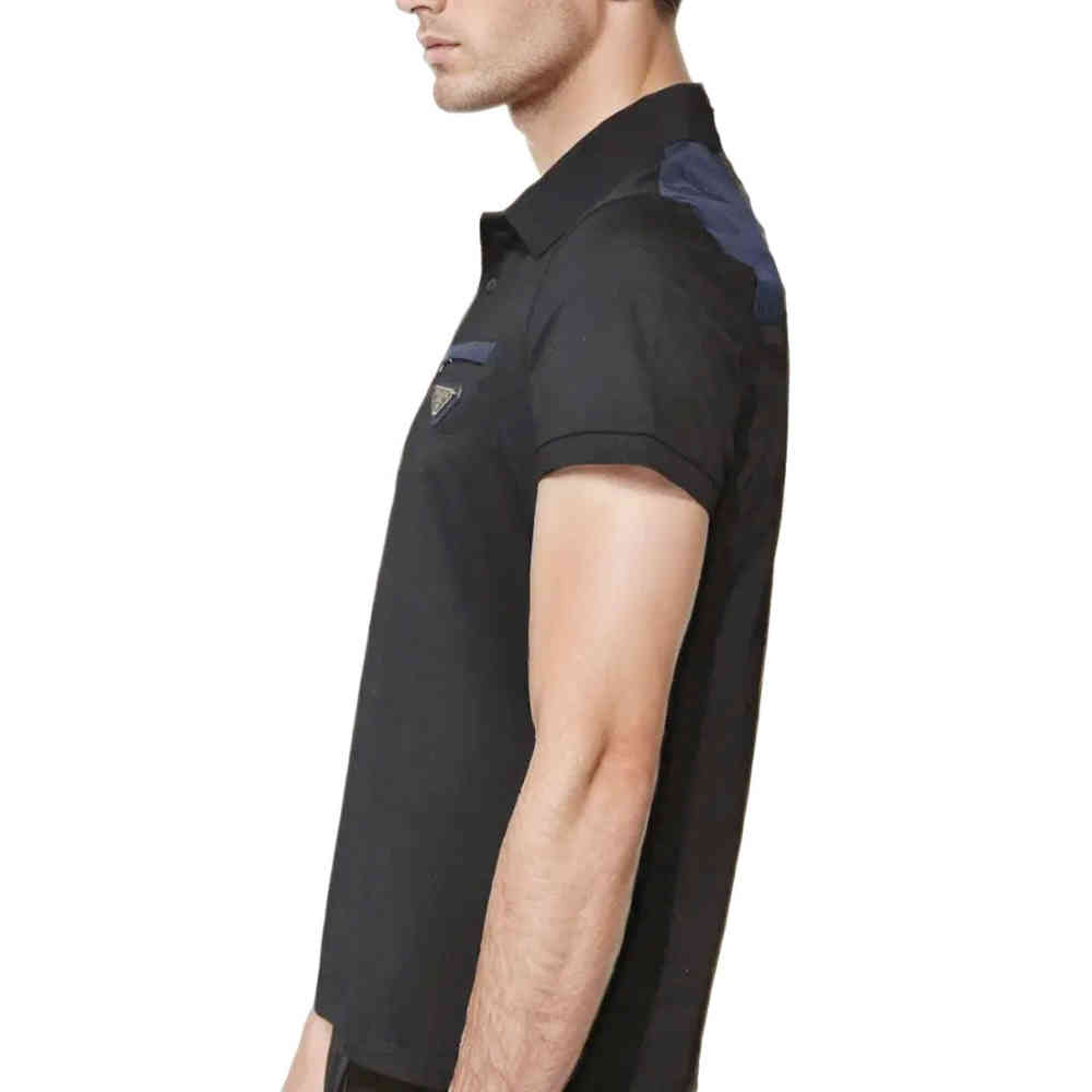 Prada Black Premium Stretch Cotton Polo T-shirt-thumb-3
