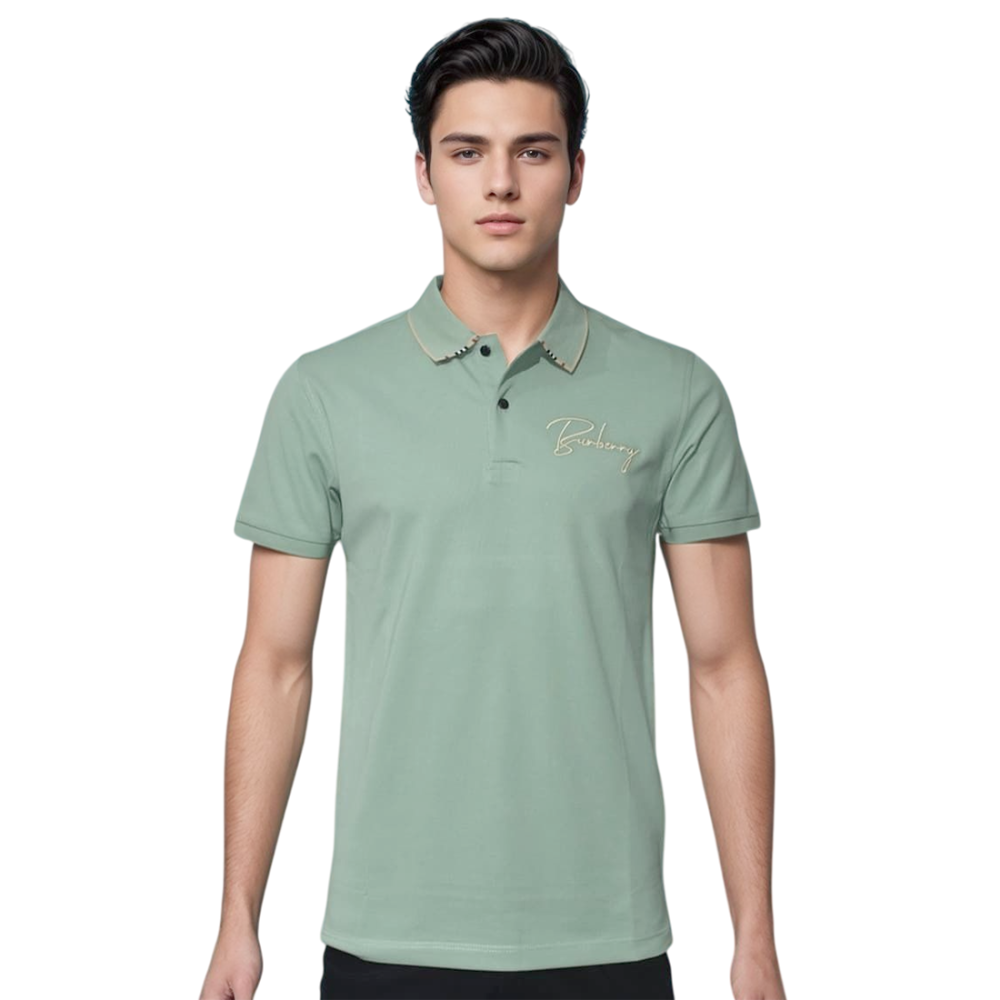 Green Burberry Brown Premium Quality Polo Tees