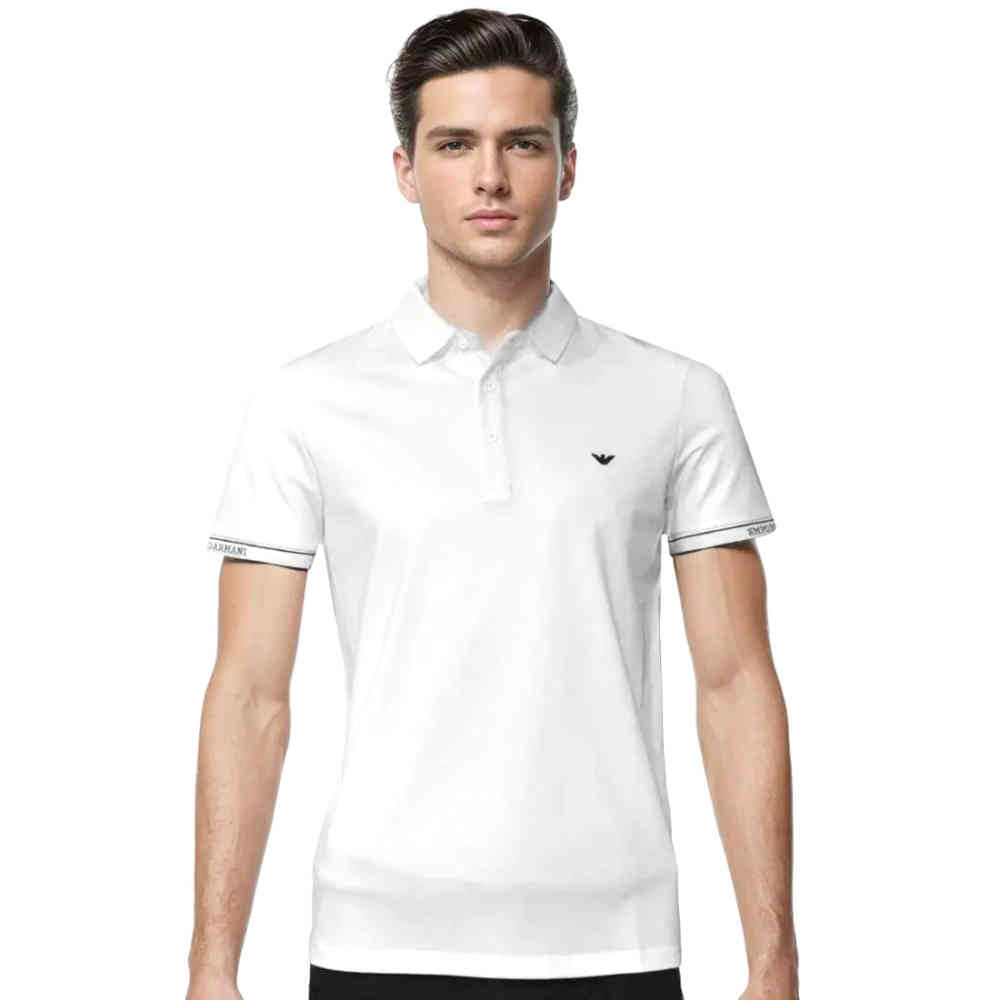 White Emporio Armani Embossed logo Dark Grey Premium T-shirt