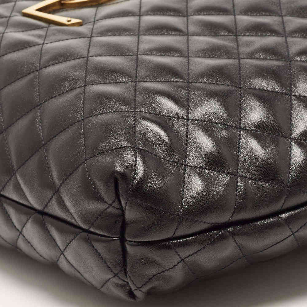 Saint Laurent Black Quilted Leather Maxi Icare Shopping Tote Bag-4