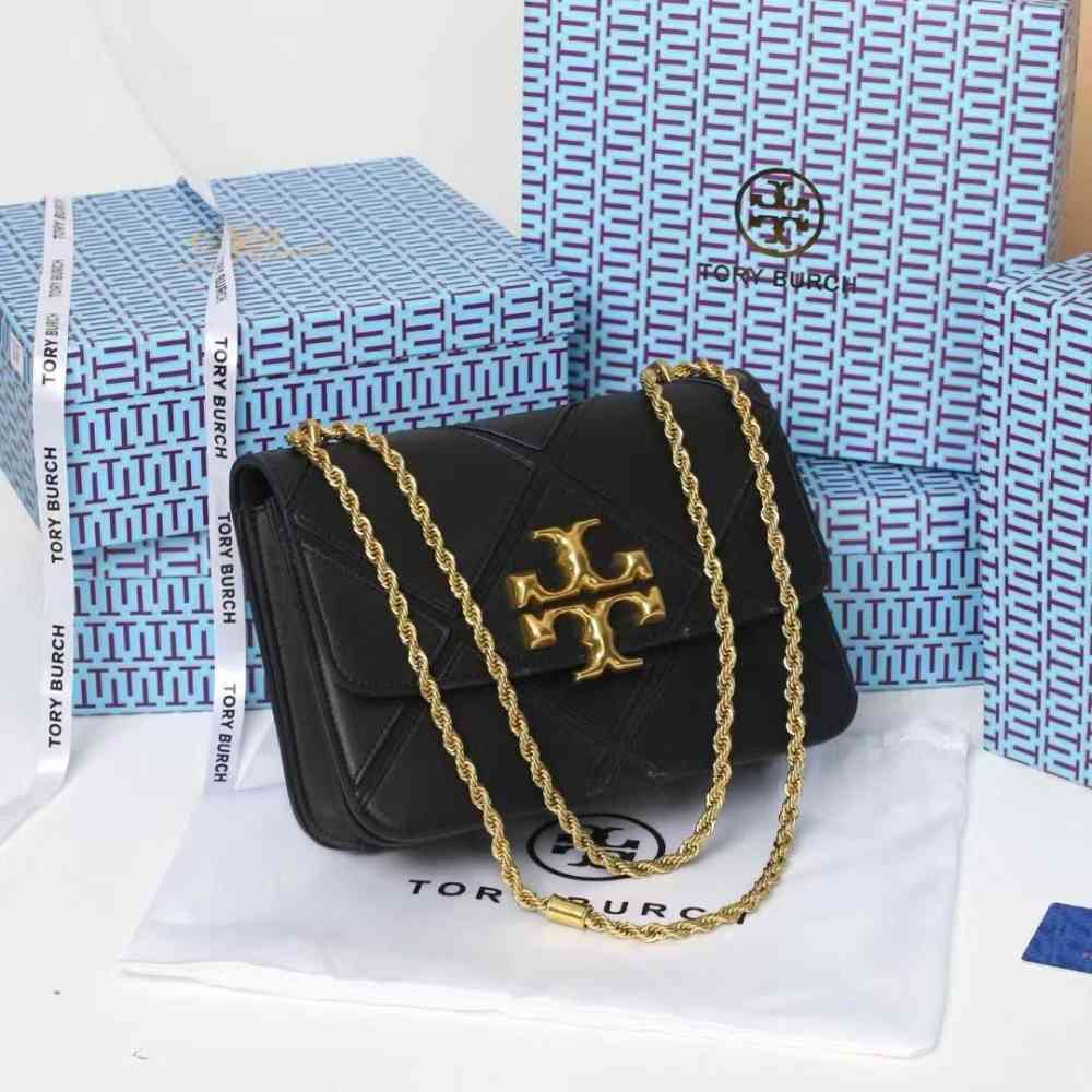 Tory Burch Eleanor Quilted Convertible Black Sling Bag-thumb-0