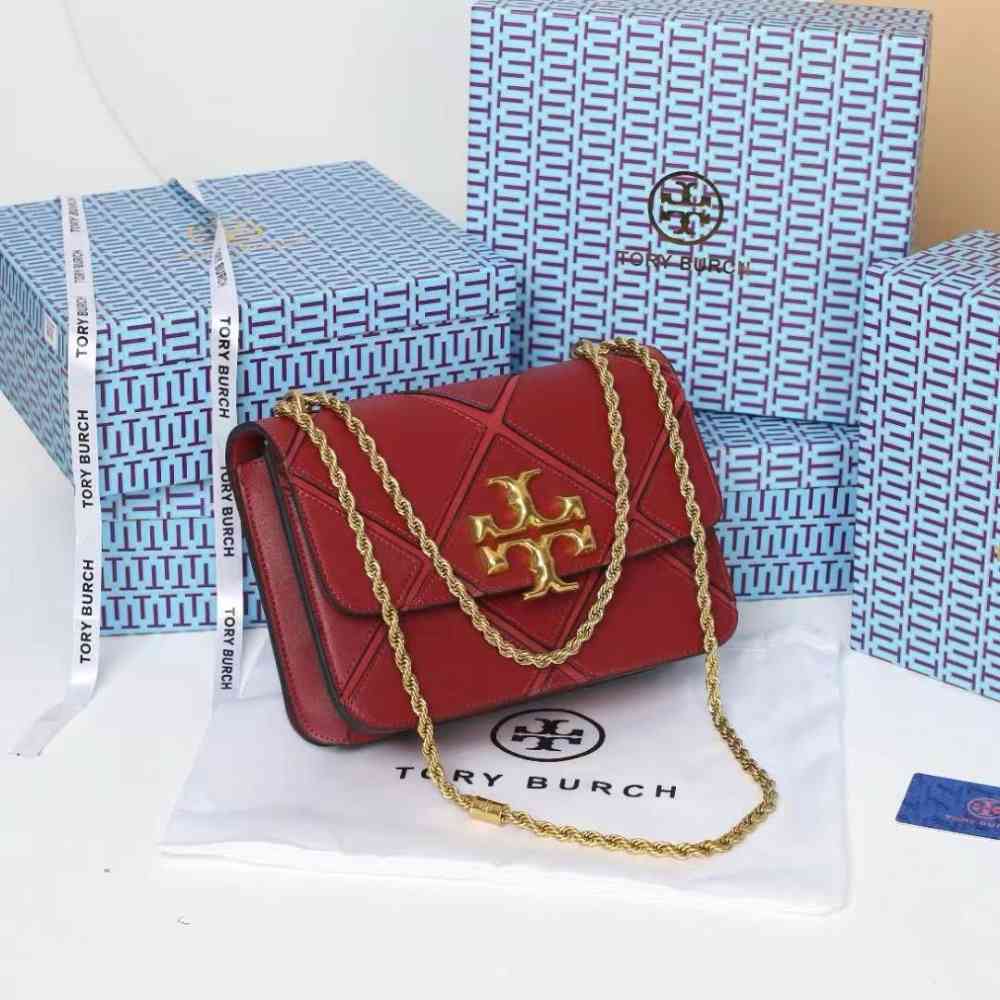 Wine Tory Burch Eleanor Quilted Convertible Brown Sling Bag