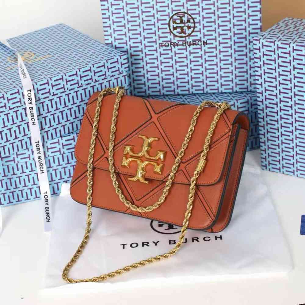 Tory Burch Eleanor Quilted Convertible Brown Sling Bag-thumb-0