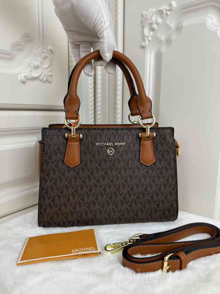 Brown Michael Kors  Marilyn Small Saffiano White Leather Tote Bag