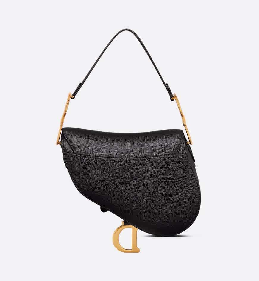 Dior Saddle Bag with Strap Black Grained Shoulder Bag-1