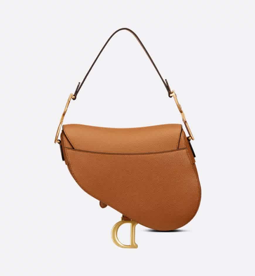 Dior Saddle Bag with Strap Brown Grained Shoulder Bag-1