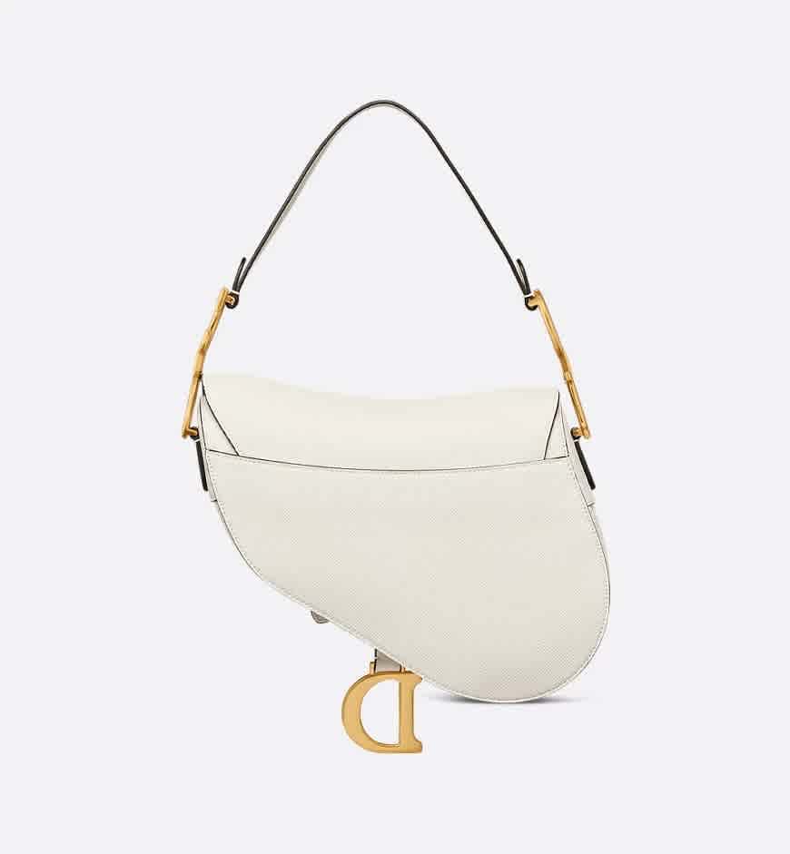 Dior Saddle Bag with Strap White Grained Shoulder Bag-1