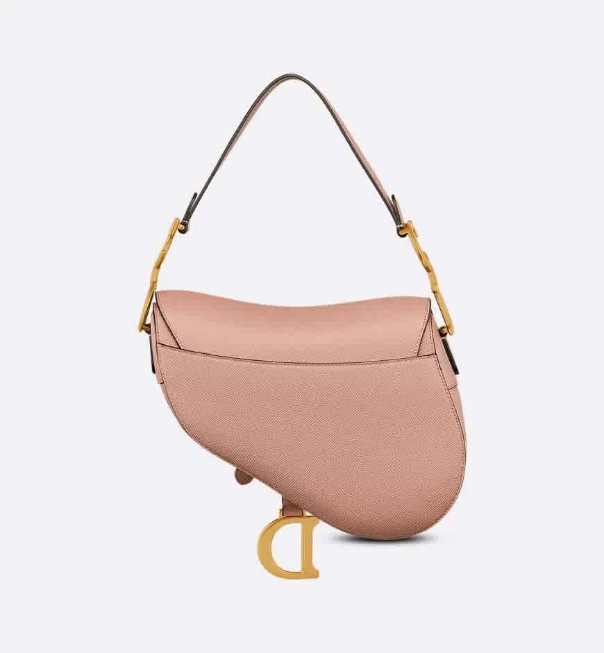 Dior Saddle Bag with Strap Pink Grained Shoulder Bag-1