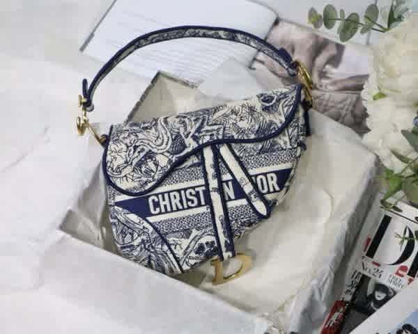 Christian Dior Canvas Embroidered Toile de Jouy Shoulder Bag-1