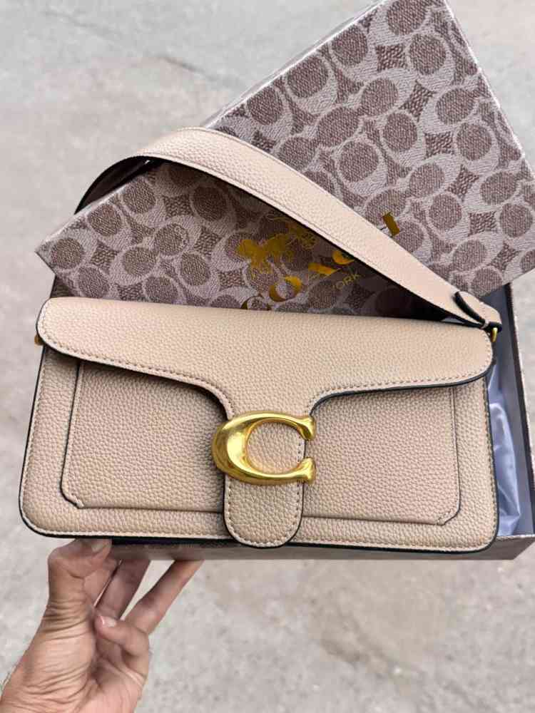 Beige Coach Georgie in Blocked Wine Signature Canvas Shoulder Bag