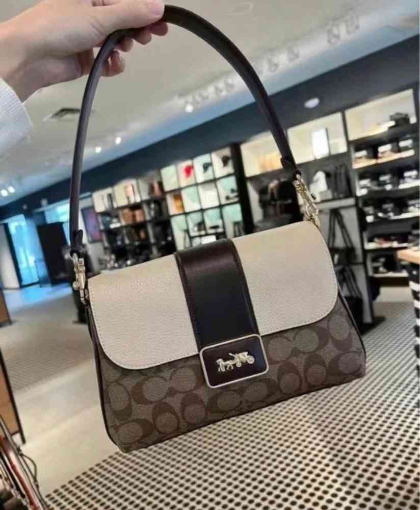 White & Brown Coach Premium White & Red Sling Bag