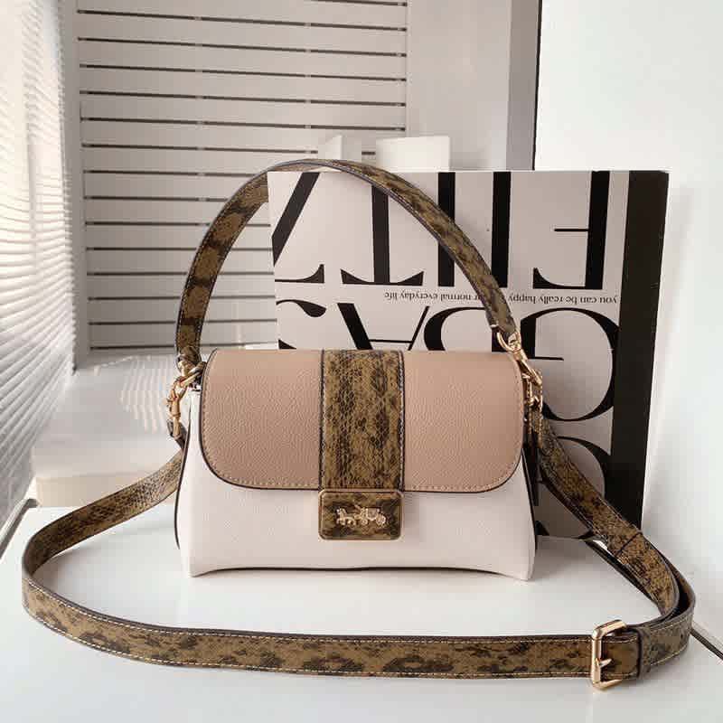 White & Beige Coach Premium White & Red Sling Bag