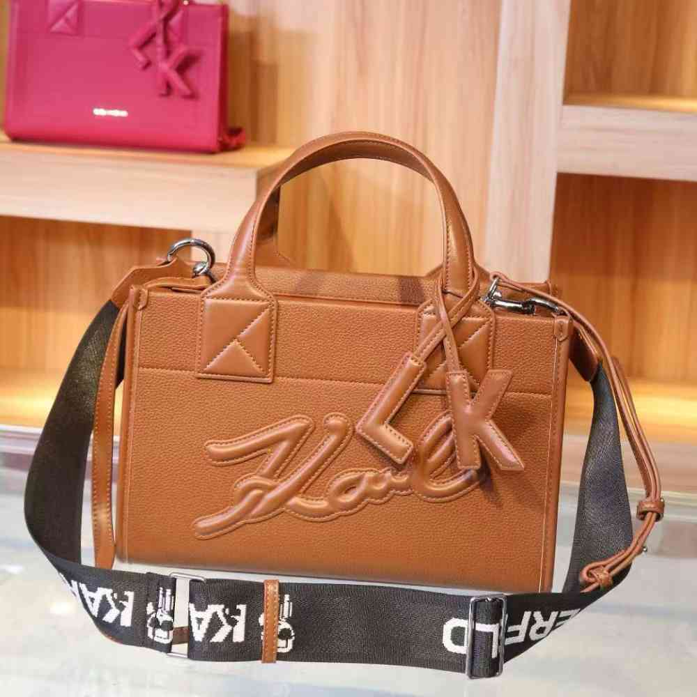 Karl Lagerfeld K/Skuare Grainy Brown Small Tote bag-thumb-0