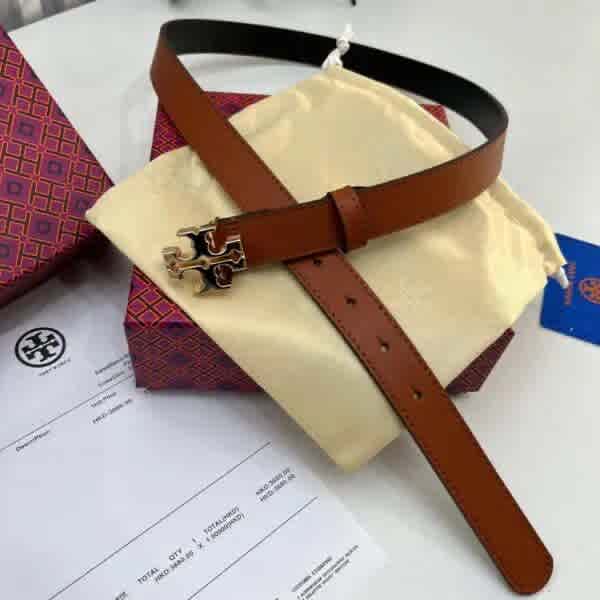Brown & Golden Tory Burch Black & Golden Embellished Buckle Belt