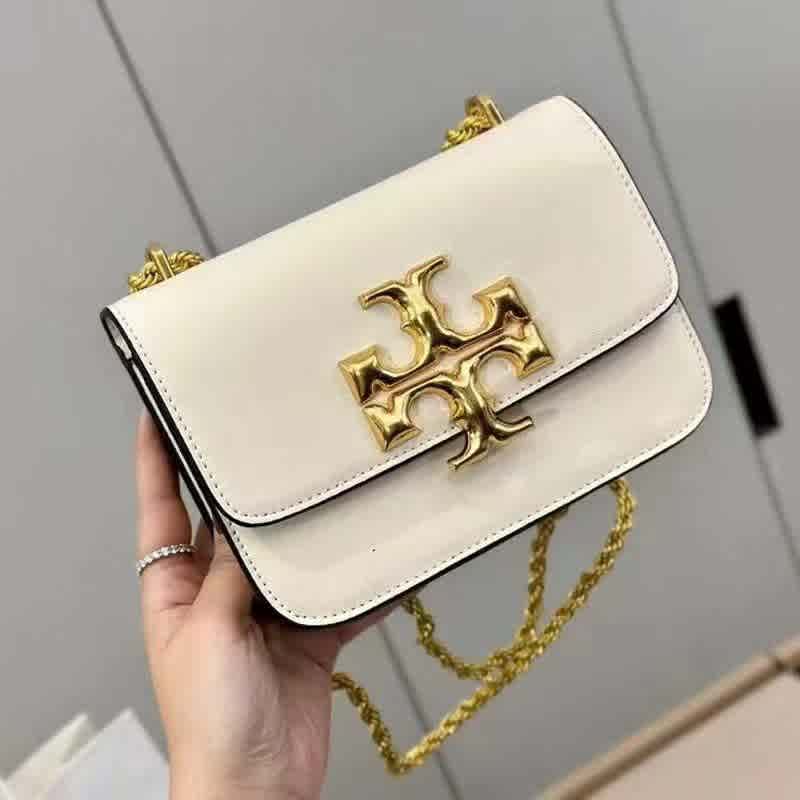 White Tory Burch Small Eleanor Green Sling Bag