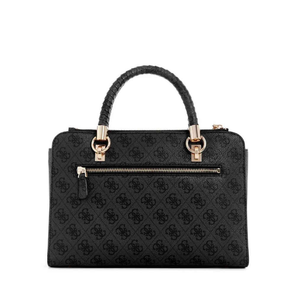 Guess Orlina Logo Society Satchel Black Handbag-thumb-1