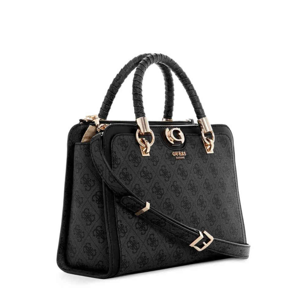 Guess Orlina Logo Society Satchel Black Handbag-thumb-2