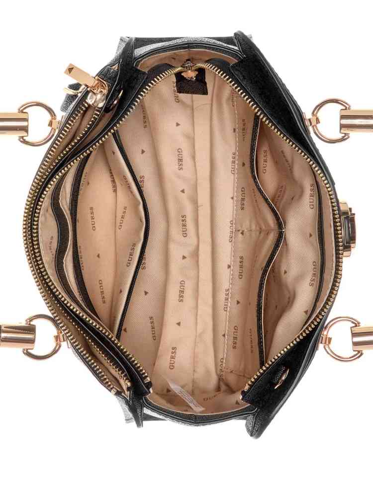Guess Orlina Logo Society Satchel Black Handbag-thumb-3