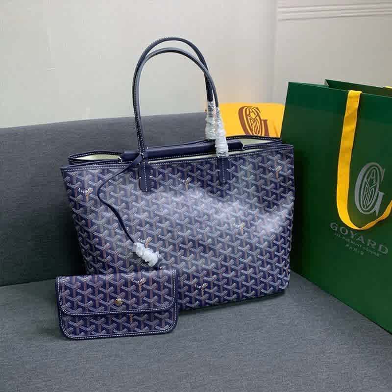 Blue Goyard Orange Goyardine Coated Canvas and Leather Saint Louis GM Tote Bag