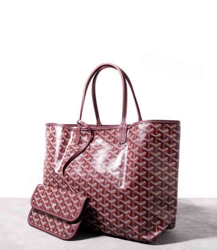 Wine Goyard Black Goyardine Coated Canvas and Leather Saint Louis GM Tote Bag