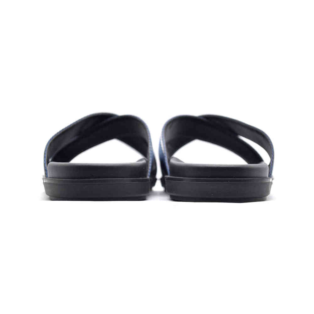 Prada Black/Blue Saffiano leather Crisscross Flip-flops-3
