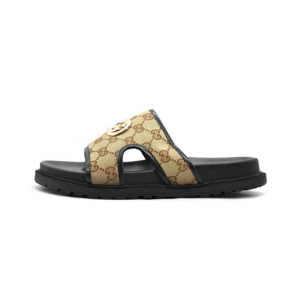 Gucci GG Canvas Brown Mens Flip-flops-thumb-1