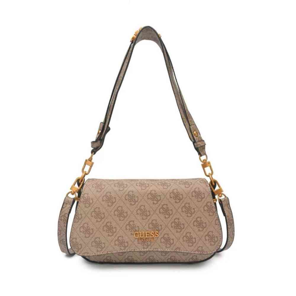 Brown Guess Noelle Charcoal Shoulder Bag