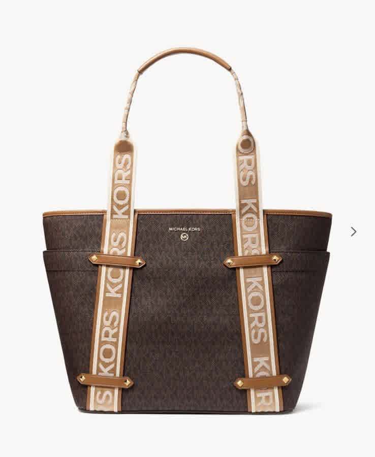 Michael Kors Maeve Large Logo Brown Tote Bag-thumb-0