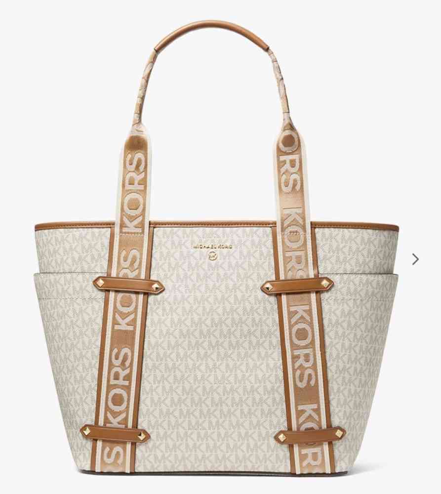 Michael Kors Maeve Large Logo White Tote Bag-thumb-0