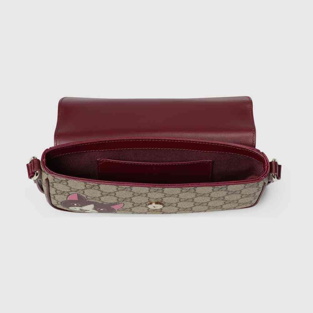 Gucci Beige GG mini shoulder bag with cat detail Sling Bag-4