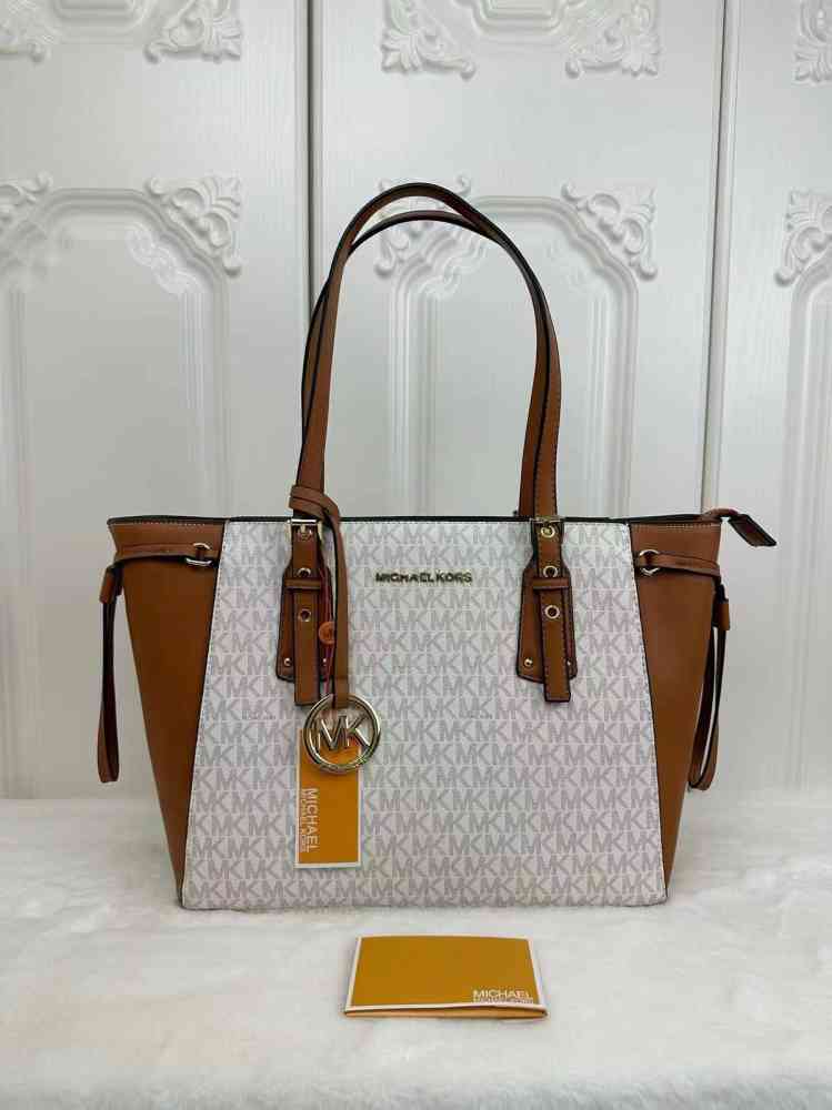 White Michael Kors MD MF TZ Panelled Tote Bag