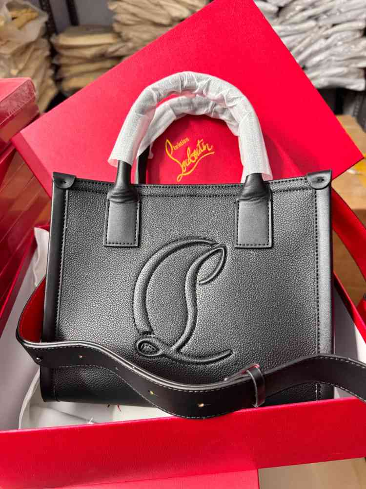 Black Christian Louboutin Leather Cabata Logo Brown Tote Bag
