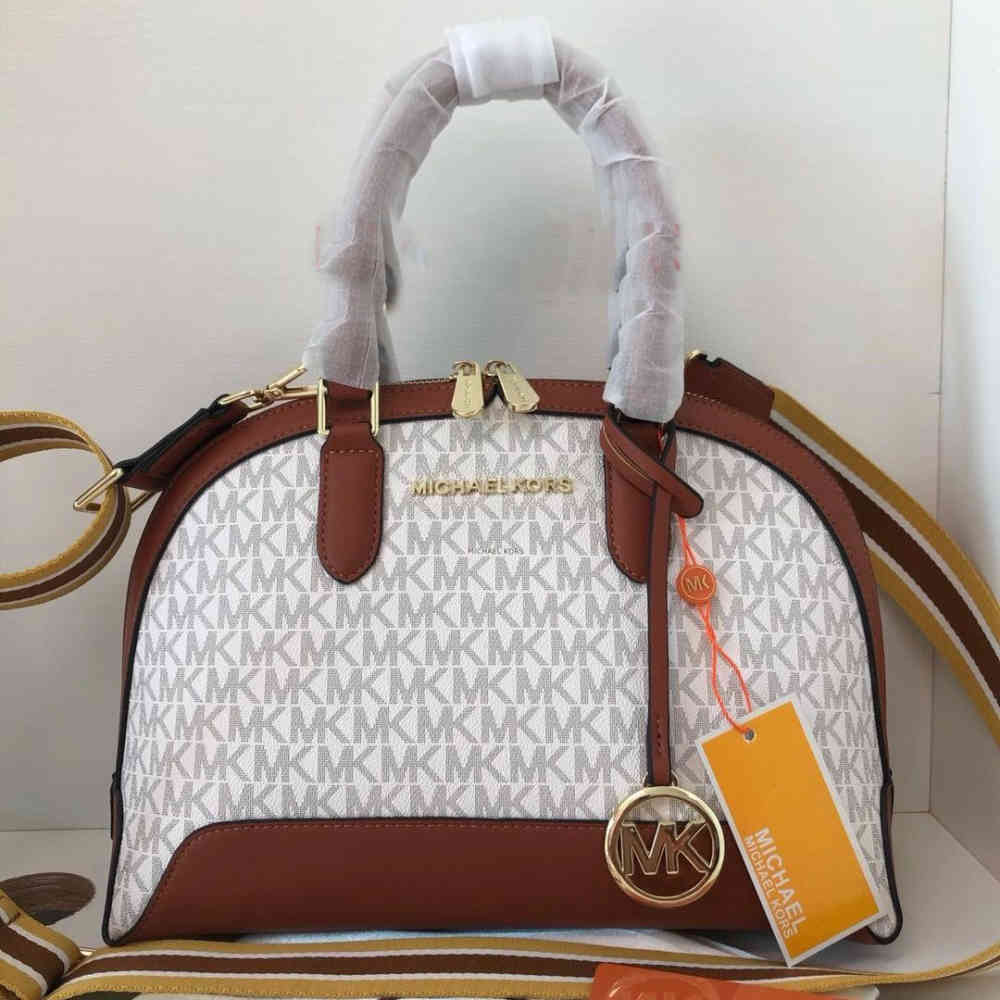 White Michael Kors Alma Brown Handbag