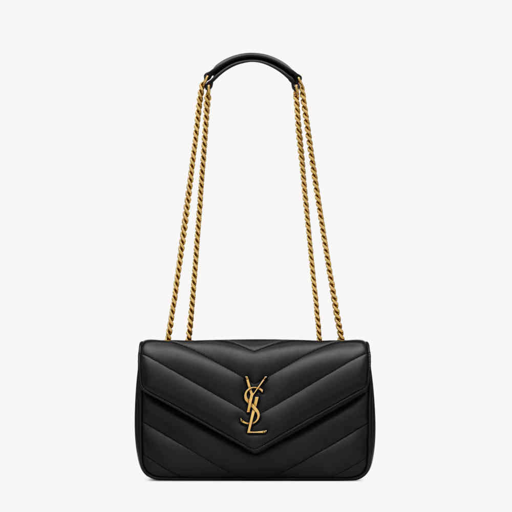 Black Saint Laurent loulou small in matelassé Shoulder Bag