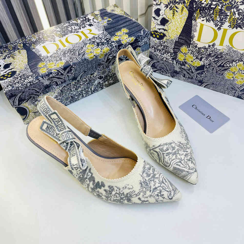 Dior Flower Printed White Premium Quality Sandals-thumb-0
