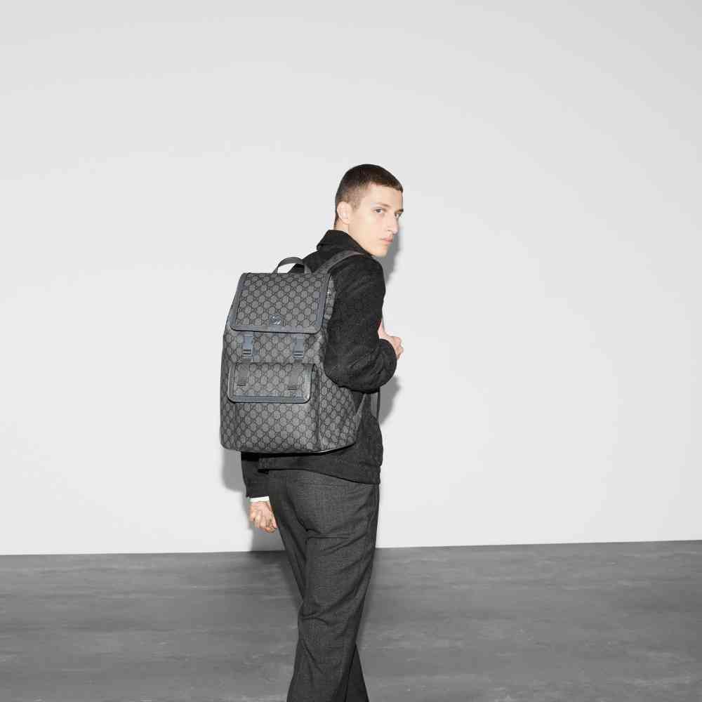 Gucci Grey & Black Ophidia large backpack-7