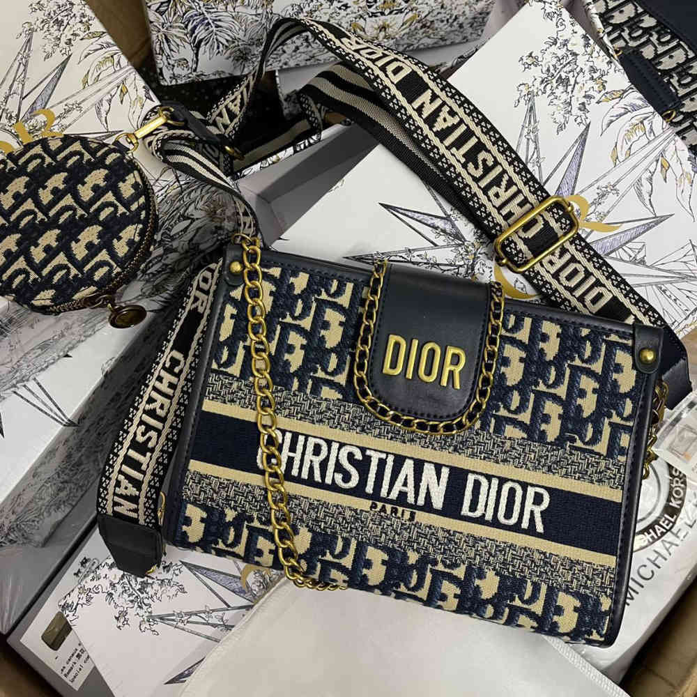 Blue Christian Dior Camp Messenger black Bag