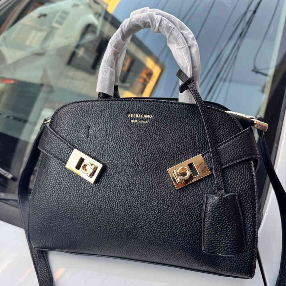 Black Ferragamo Hug bicolor Blue handbag
