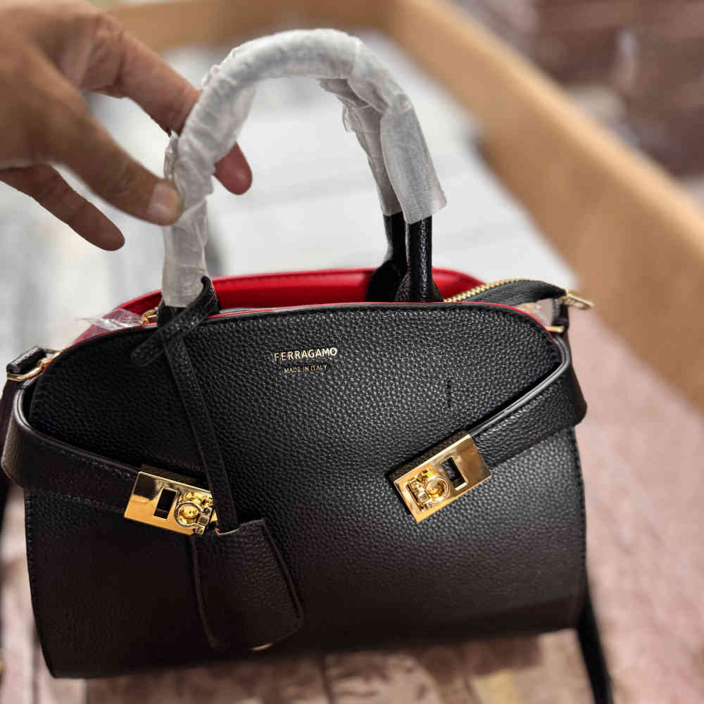 Black & Red Ferragamo Hug bicolor Blue handbag