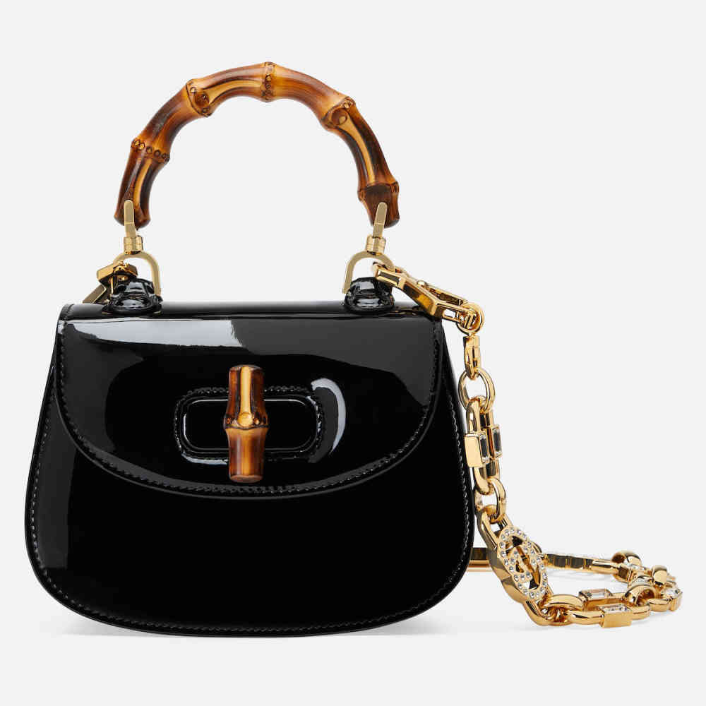 Black Gucci Bamboo 1947 White Mini Handbag