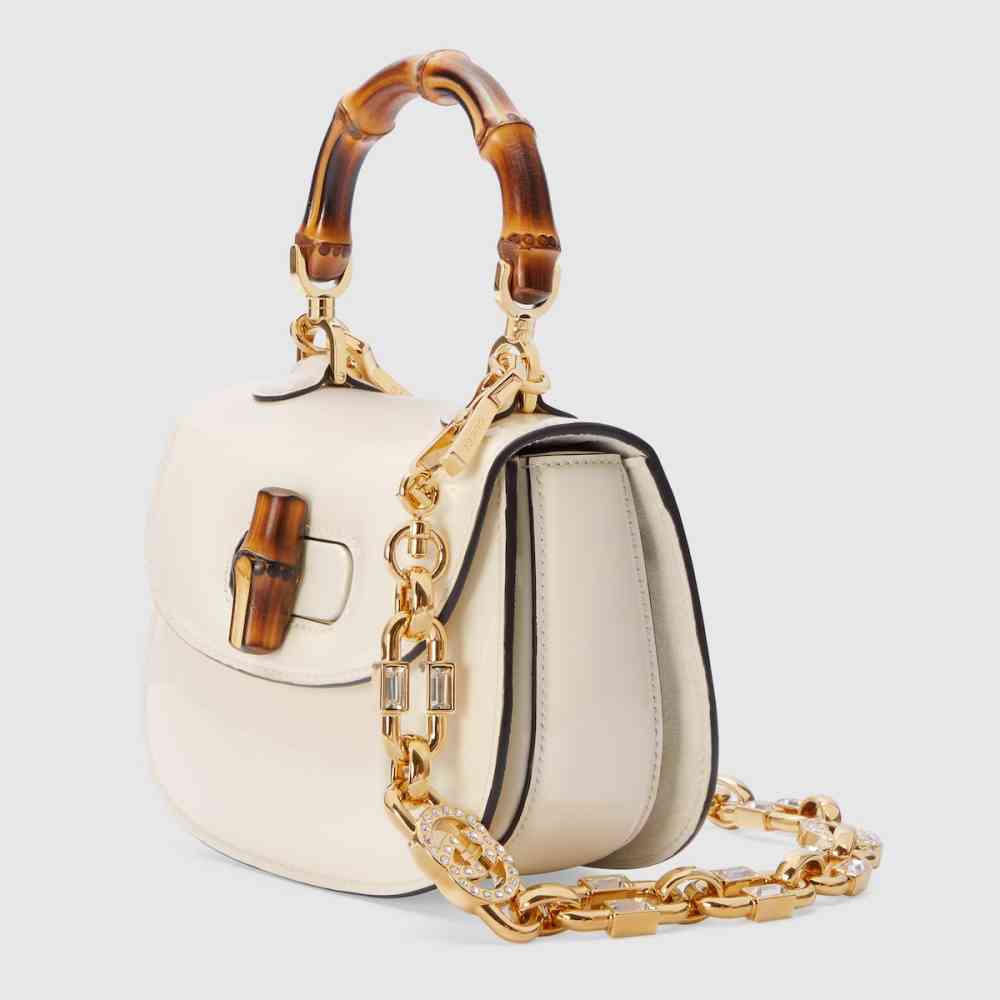 Gucci Bamboo 1947 White Mini Handbag-thumb-1