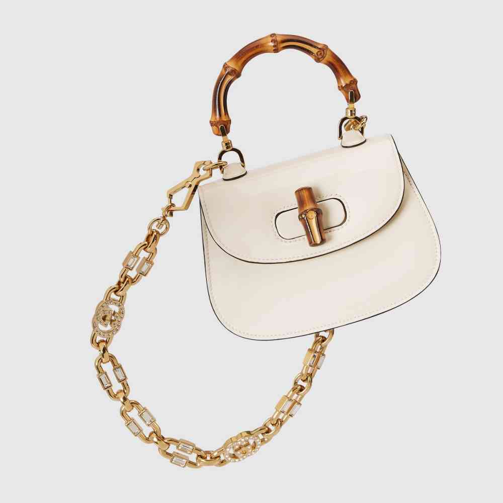 Gucci Bamboo 1947 White Mini Handbag-thumb-4