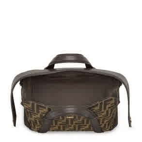 Fendi FF Jacquard Medium Brown Boston Handbag-thumb-3
